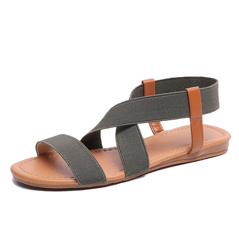 European and American flat-bottomed fishmouth sandals female elastic Roman sandals m3331113