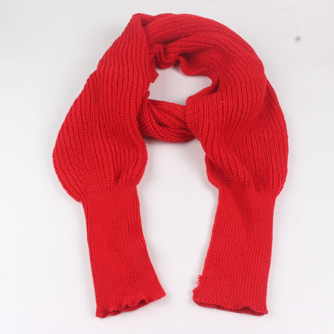 Koreanische Version des Wollschals mit verlängertem Halsausschnitt und Riemenärmeln, Strickschal m5010549 