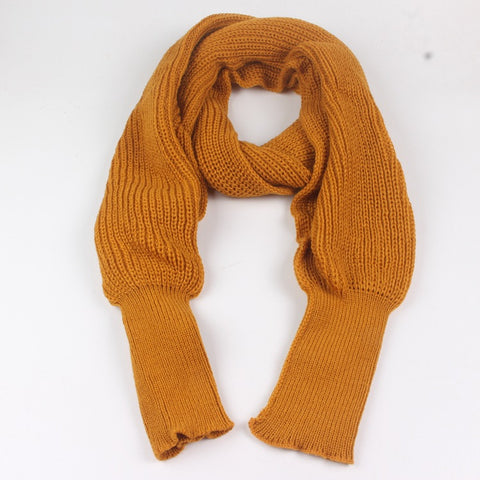Koreanische Version des Wollschals mit verlängertem Halsausschnitt und Riemenärmeln, Strickschal m5010549 