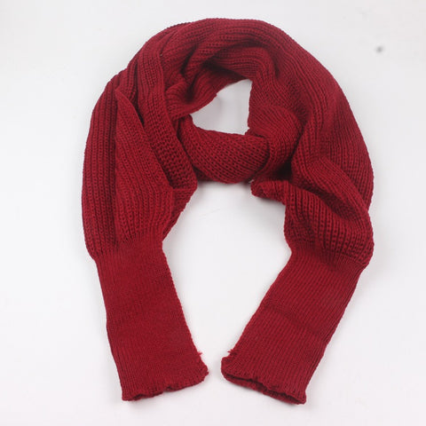 Koreanische Version des Wollschals mit verlängertem Halsausschnitt und Riemenärmeln, Strickschal m5010549 