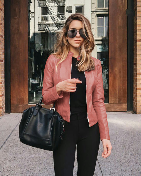 Autumn and winter women's fashion leather PU suit jacket m301933