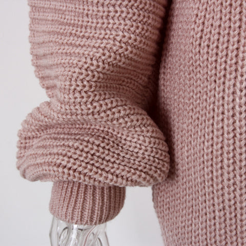 One-word collar casual loose knitted sweater skirt m300578