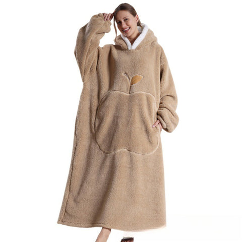 Long loungewear wearable lazy TV blanket double-sided comfortable cotton lint nightgown m302148