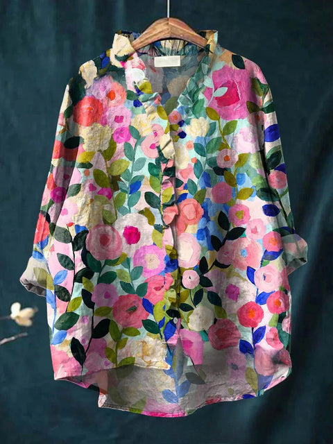 Loose printing crew neck casual large size women's T-shirt m301280