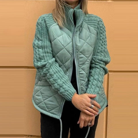 Autumn and winter new European and American cross-border fashion cardigan zipper long-sleeved stand-up collar women's jacket cotton clothes m301670
