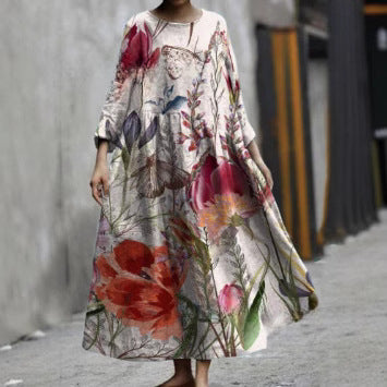 3D printed casual loose dress women m301278