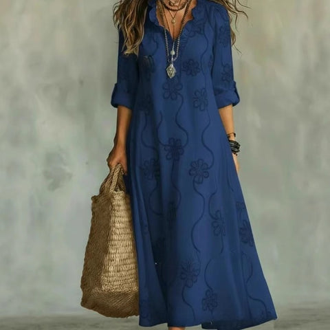 Spring new 3D digital printing long-sleeved large-size dress m302771