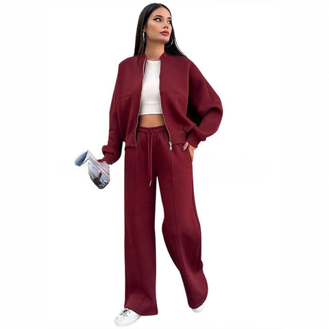 Winter velvet women's suit women's solid color sweater casual suit m301676