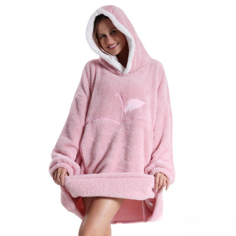 Long loungewear wearable lazy TV blanket double-sided comfortable cotton lint nightgown m302148