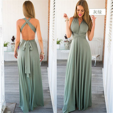 Explosive multi-wearing method multi-rope cross backless sexy bandage dress long dress dress m301601