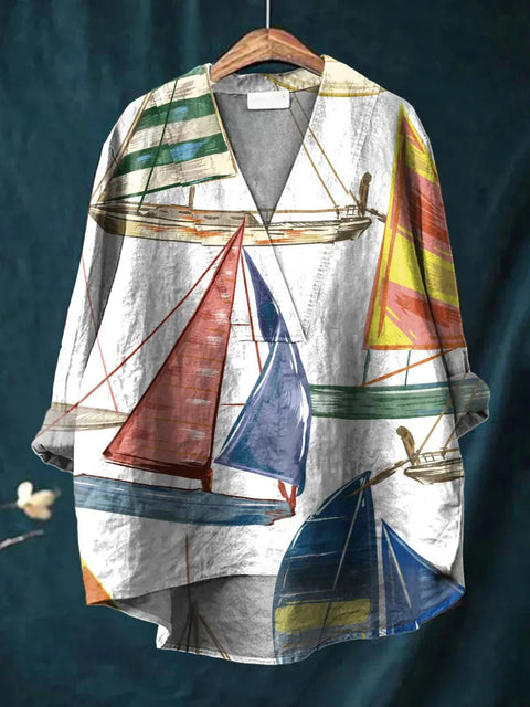 Loose printing crew neck casual large size women's T-shirt m301276