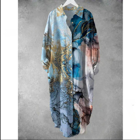Fashion casual loose lapel mid-length shirt women's m301282