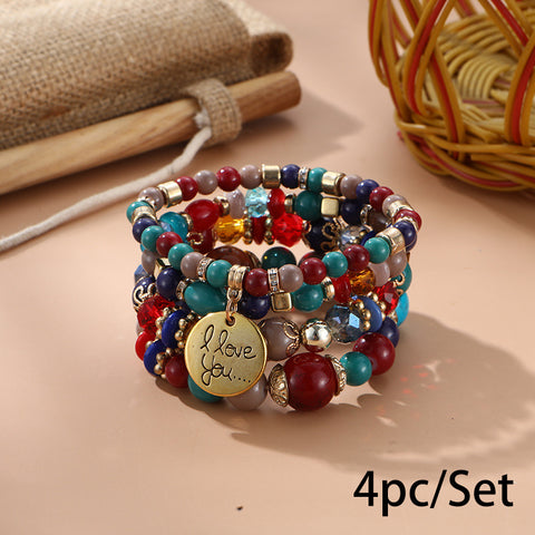 New Bohemian Bracelet Creative Tassel Multi-layer Beaded Bracelet m3331286