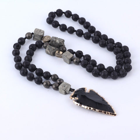 Black Gallstone Elastic Bracelet Skull Pendant Natural Turquoise Tiger Eye Tassel Crystal Volcanic Stone Beaded Bracelet m3331320