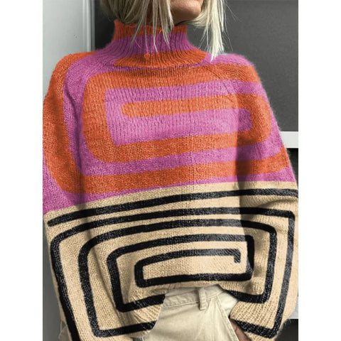 Christmas abstract print casual cape jacket cardigan m301686