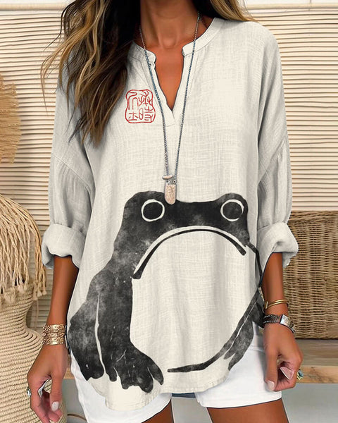 Women's long-sleeved 3D digital printing loose top m301364