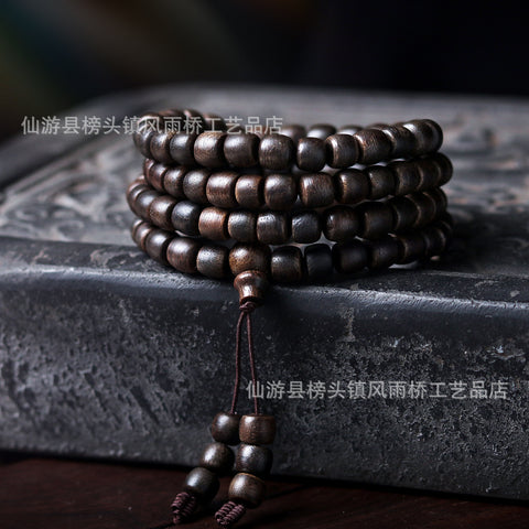 Agarwood Black Qinan High Oil Submerged High Quality Wooden Agarwood Bracelet 108 Buddha Beads Barrel Beads Hand Jewelry m3331277