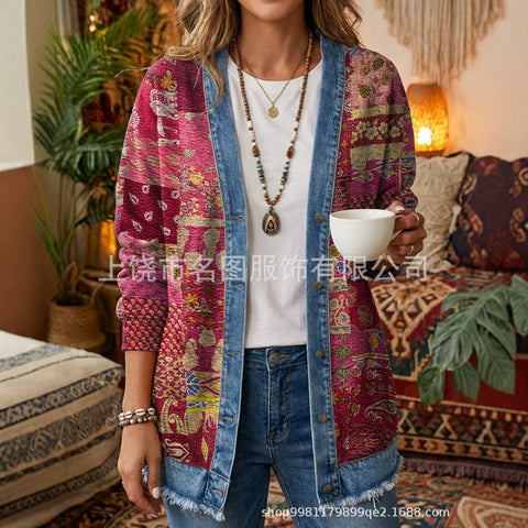 3d digital printing loose hooded sweatshirt cardigan outwear ff303279