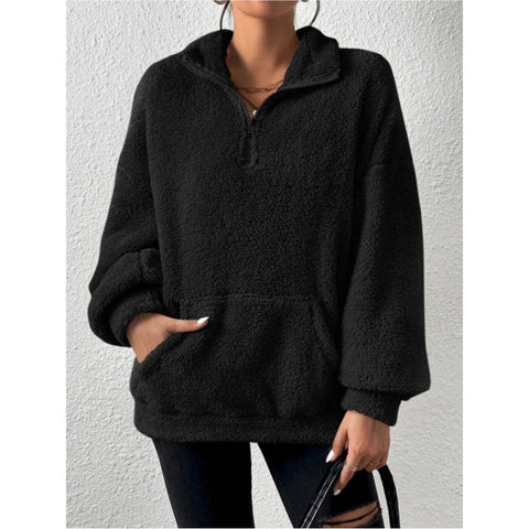 Autumn and winter European and American new products plush plush women's stand-up neck sweater casual top m301918