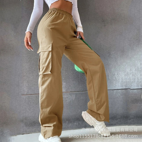 Beltless trousers high waist season wide leg trousers straight loose temperament commuter trousers casual trousers m301371