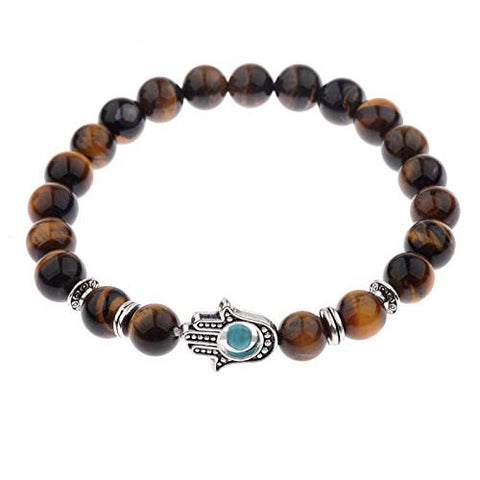 Black Gallstone Elastic Bracelet Skull Pendant Natural Turquoise Tiger Eye Tassel Crystal Volcanic Stone Beaded Bracelet m3331320