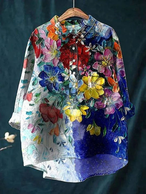 Loose printing round neck casual large size women's T-shirt m302702