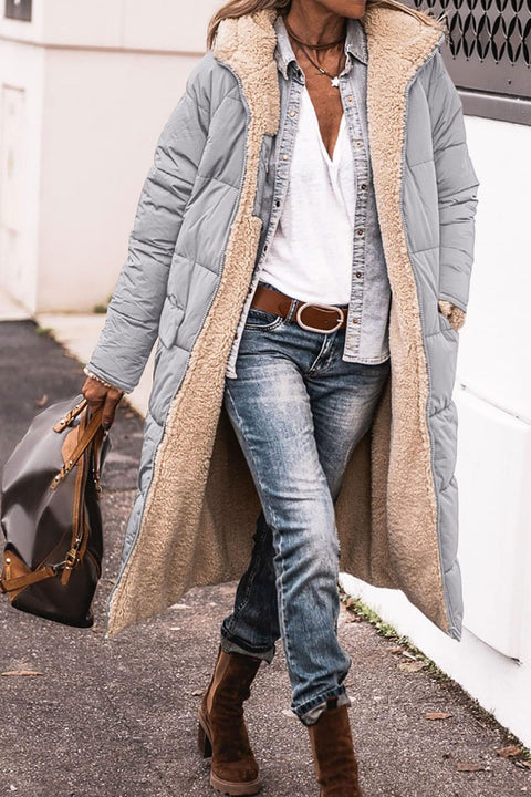 Solid color hooded cotton clothes long sleeves double-sided wear slim temperament cardigan jacket top m300612