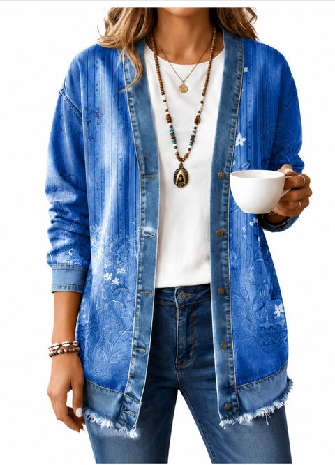 3d digital printing loose hooded sweatshirt cardigan outwear ff303279