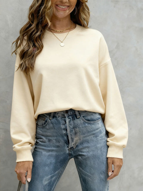 Top Women's Casual Loose Large Size Crew Neck Pullover Sweater Women's FF303319