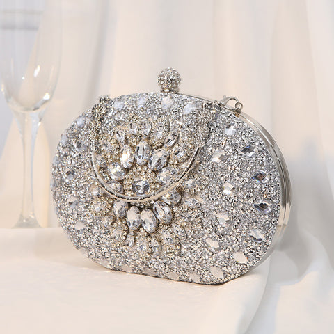 Handheld bag with alloy flower diamond inlaid diamond dinner bag m3331048