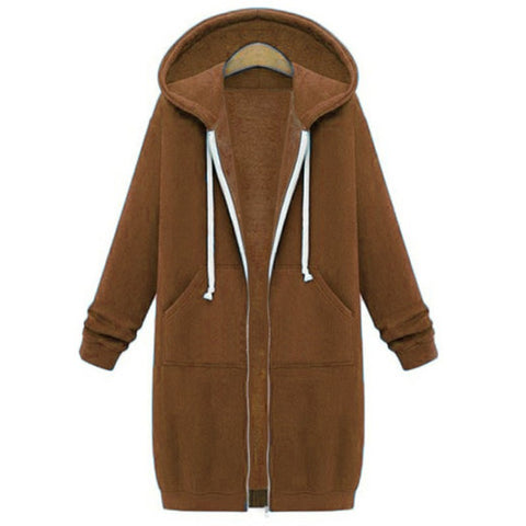 Hooded long-sleeved medium and long sweater fleece shirt long jacket m301588