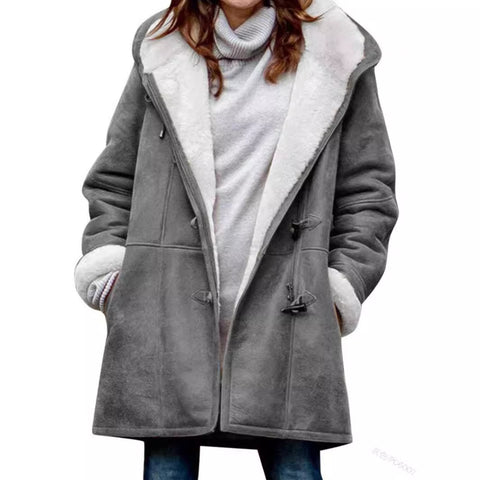 plush collar pocket women's coat m300603