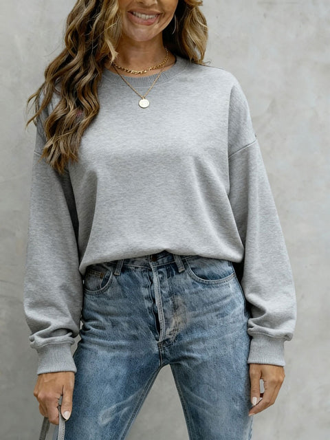 Top Women's Casual Loose Large Size Crew Neck Pullover Sweater Women's FF303319