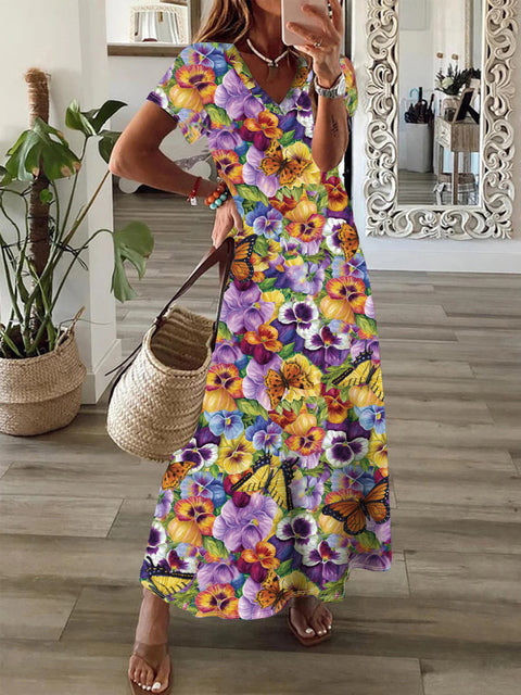 Großes Swingkleid mit böhmischem Print m300011