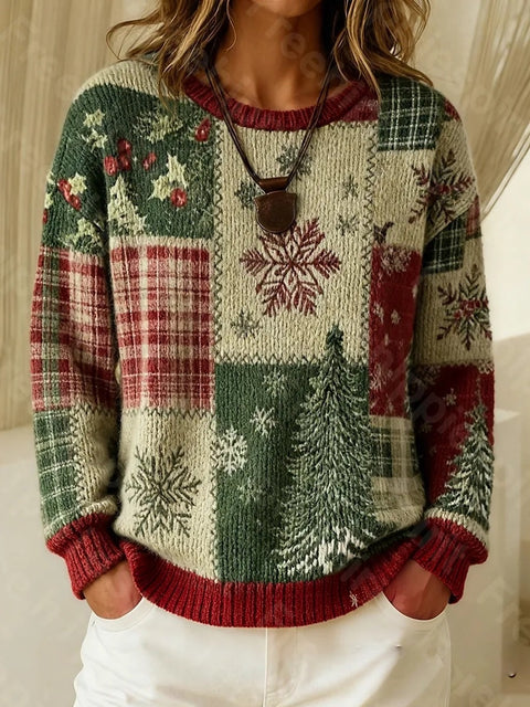Knitted Women's Christmas Crew Neck Long Sleeve Pullover Women's m302124