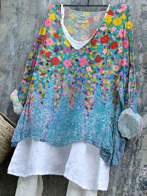 Pull décontracté imprimé à manches longues, col rond ample, T-shirt une pièce (sans sous-chemise) m301042