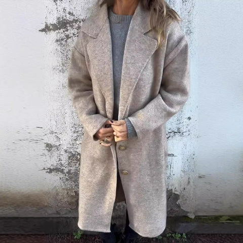 Women's autumn and winter lapel collar long-sleeved casual woolen jacket m302006