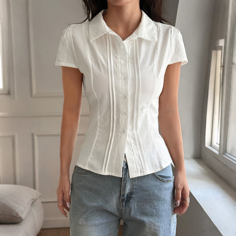 Button solid color cardigan shirt women's m301385