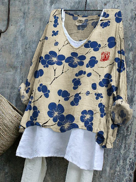 Pull décontracté imprimé à manches longues, col rond ample, T-shirt une pièce (sans sous-chemise) m301042