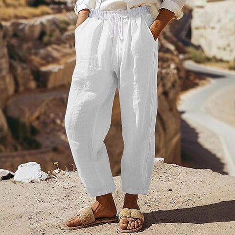 Regular drawstring pocket wash cotton casual pants multi-color women's trousers m301419