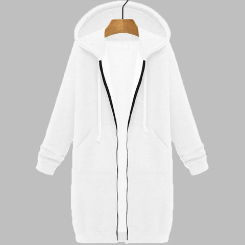 Hooded long-sleeved medium and long sweater fleece shirt long jacket m301588