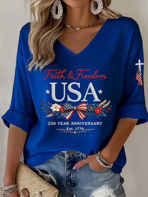 Summer V-neck short-sleeved top 3D digital printing women's casual short-sleeved m302655