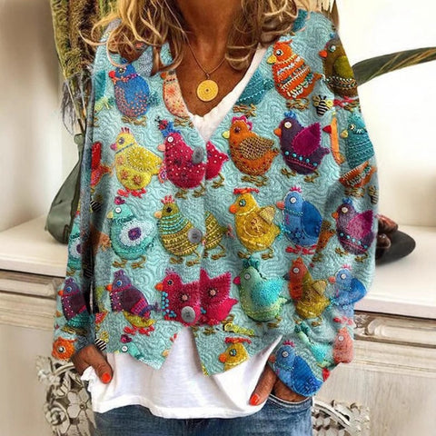 New Christmas abstract print casual cape jacket cardigan sweater m301665