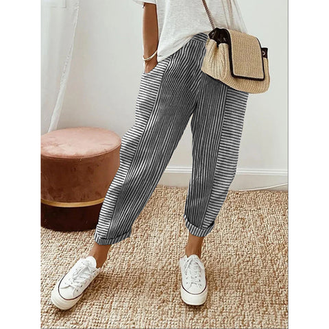 New woven jacquard striped splicing design loose casual pants children m301248