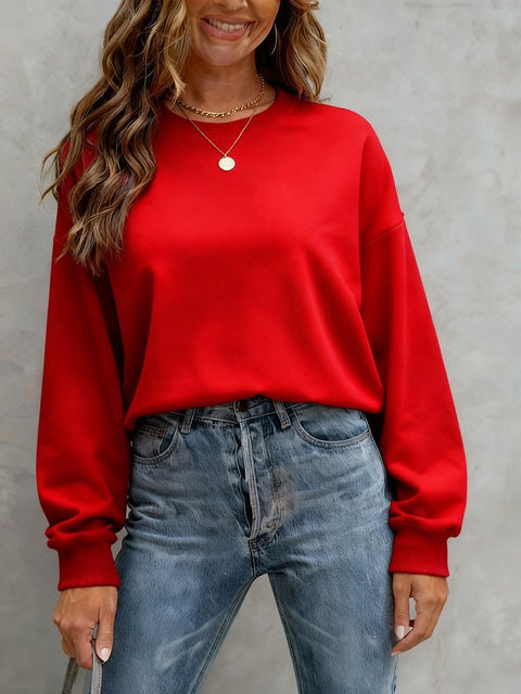 Top Women's Casual Loose Large Size Crew Neck Pullover Sweater Women's FF303319