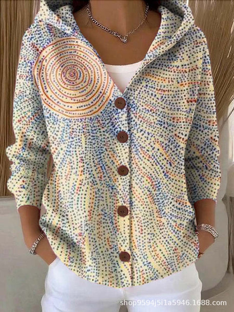 New black button hooded cardigan women's pure leisure fashion sweater jacket women's Christmas m302115