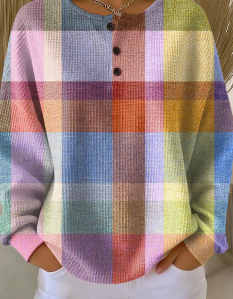 New retro 3D digital printing three-button stand-up collar Polo sweater m302116