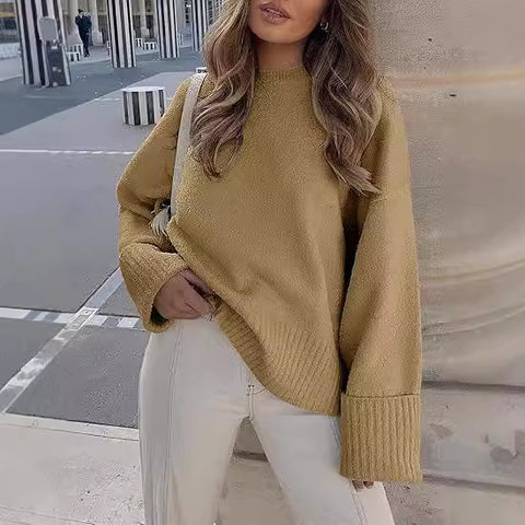 Women's sweater women's autumn and winter round neck pullover loose plush thick m301609