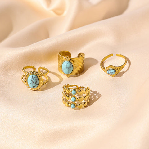 Light luxury INS wind titanium steel gold-plated non fading ring m3331184