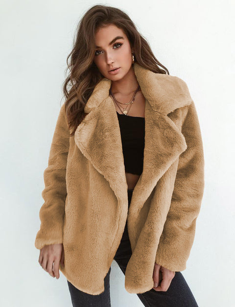 Fashion autumn and winter style plush lapel women's woolen coat women's m302193